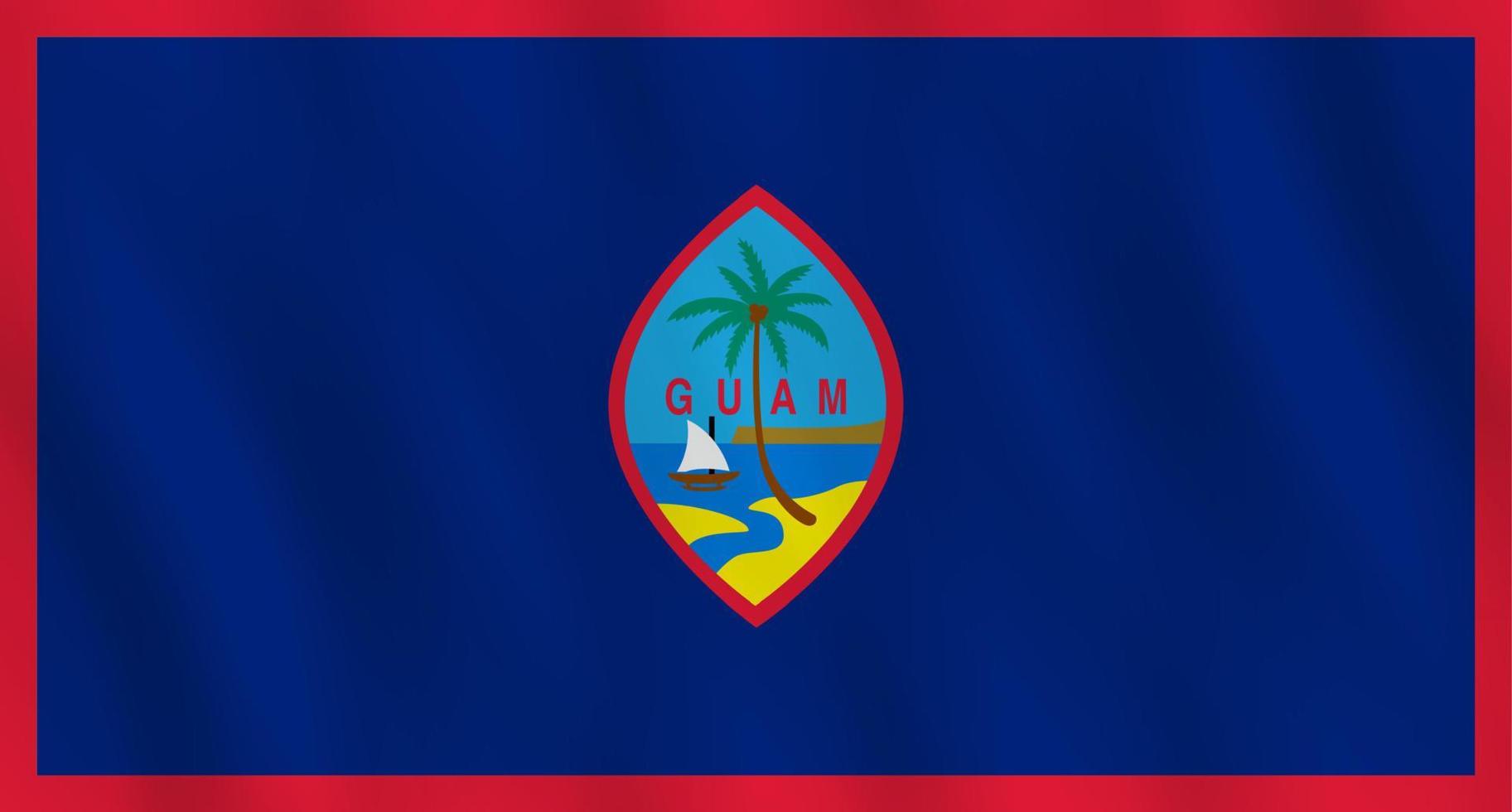 bandera de guam con efecto ondeante, proporción oficial. vector