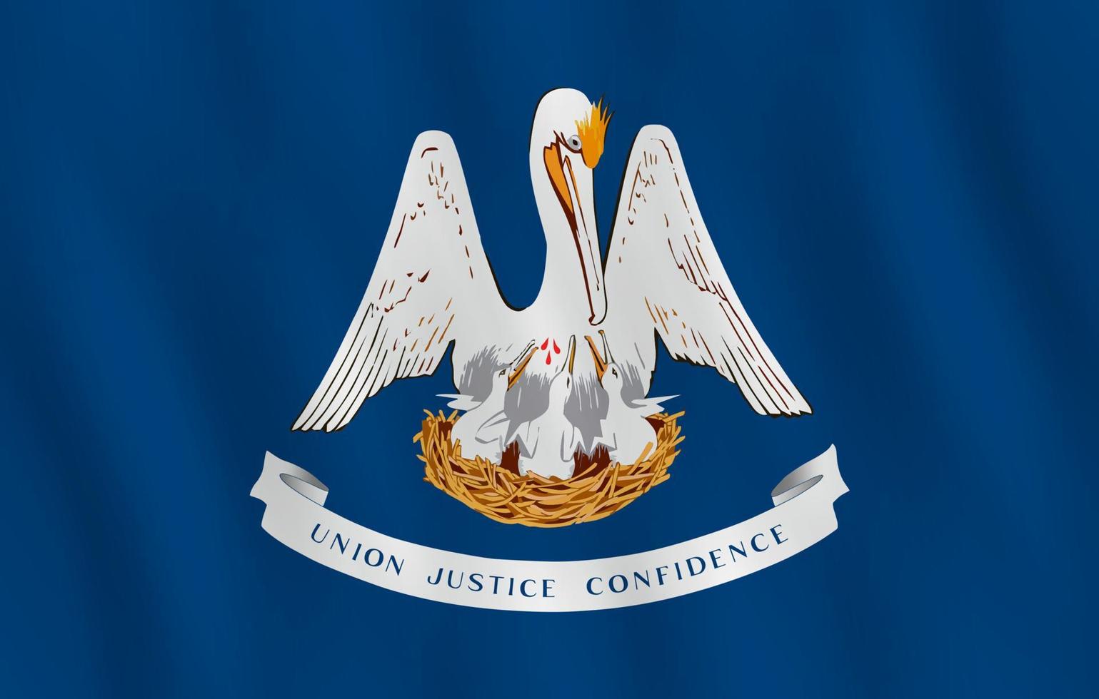 Louisiana US state flag with waving effect, official proportion. vector