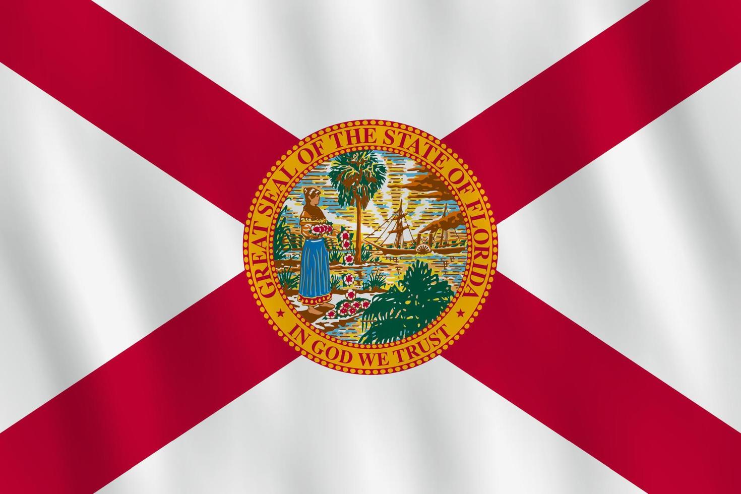 bandera del estado de florida us con efecto ondeante, proporción oficial. vector