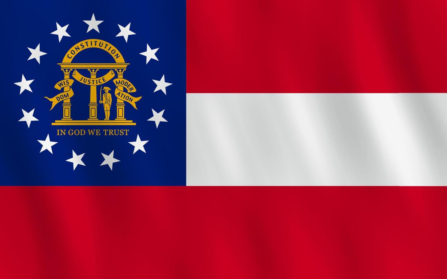 bandera del estado de georgia us con efecto ondeante, proporción oficial. vector