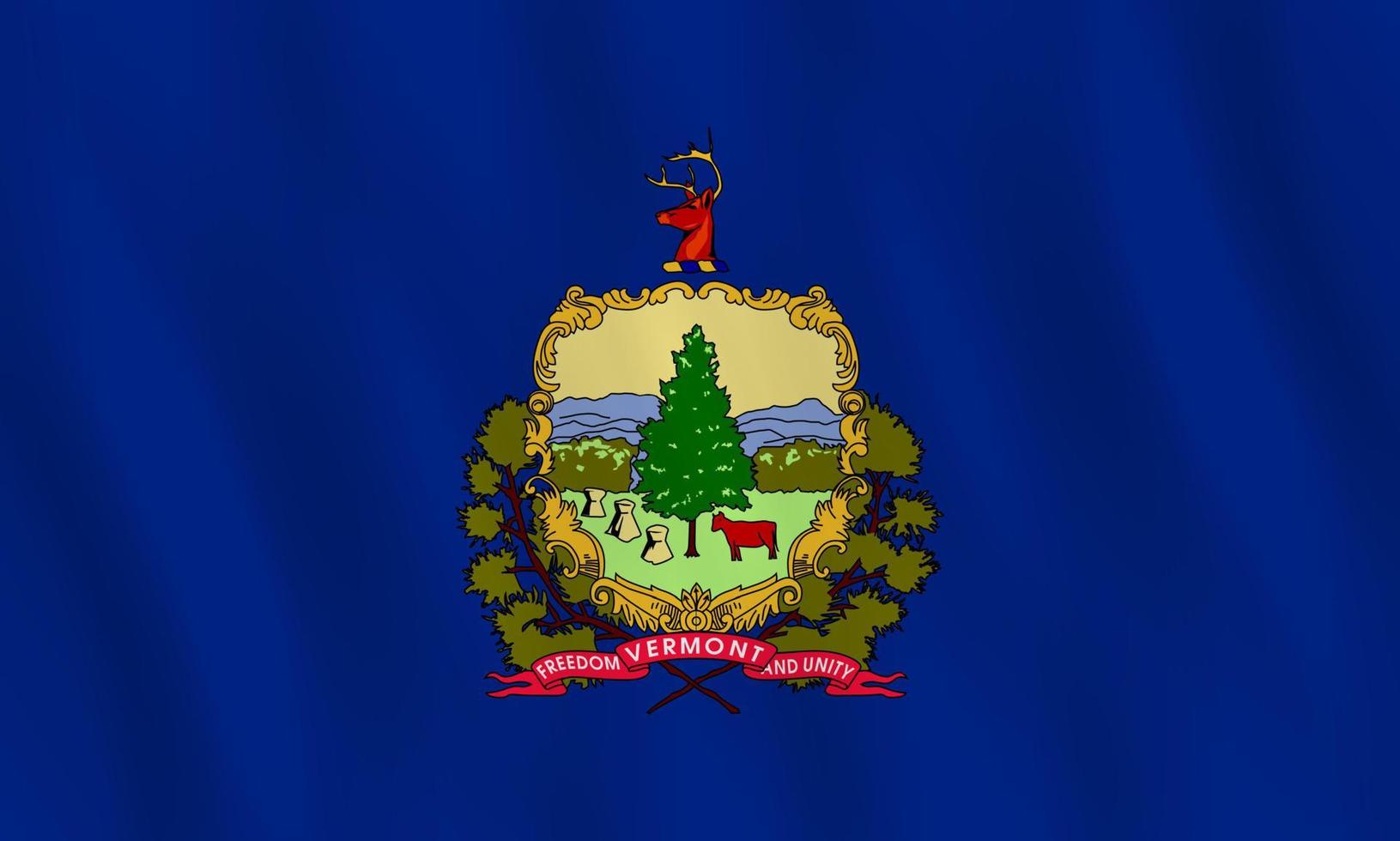Vermont US state flag with waving effect, official proportion. vector