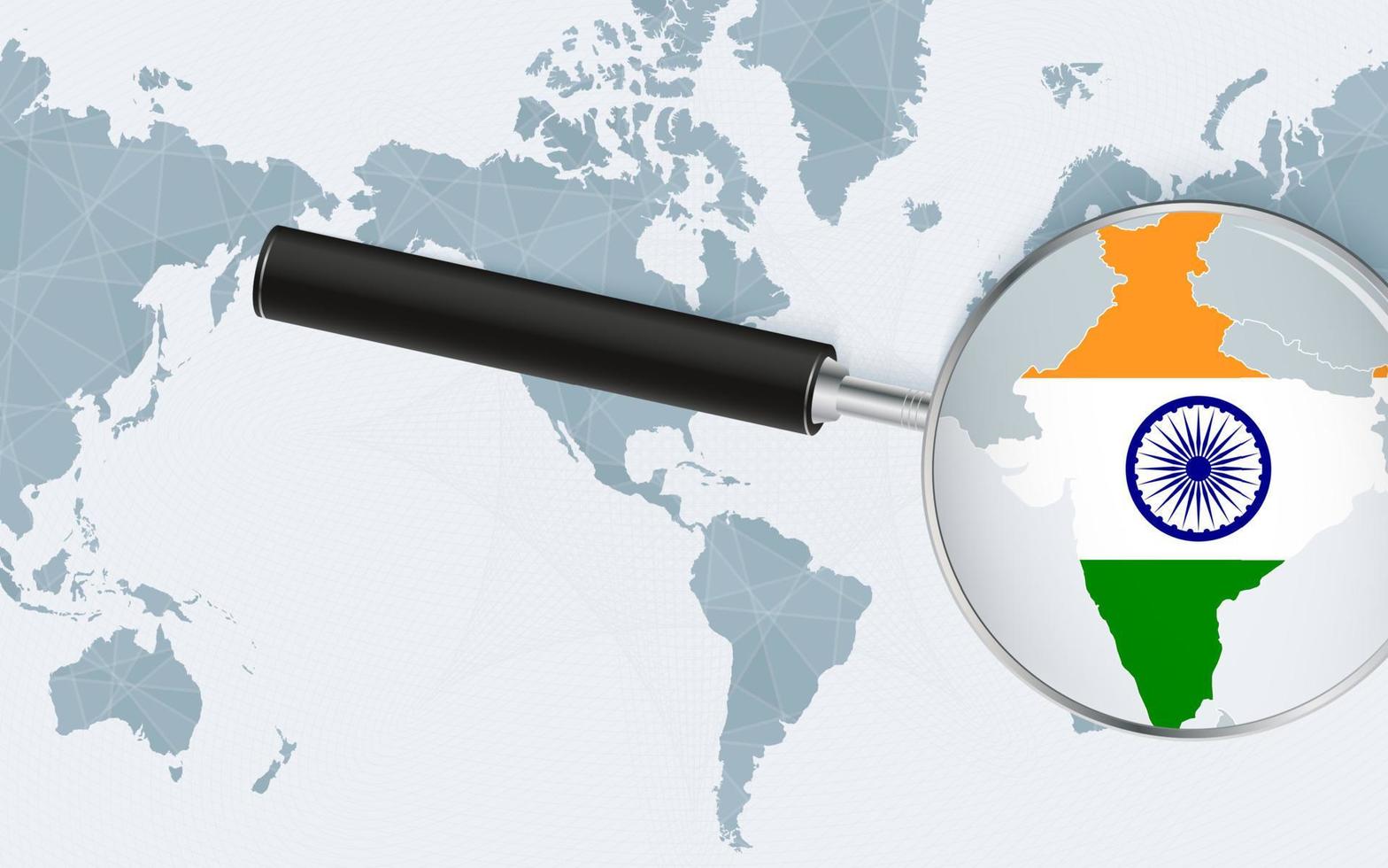 India To America Map Enlarged Map Of India On America Centered World Map. Magnified Map And Flag  Of India. 6616744 Vector Art At Vecteezy