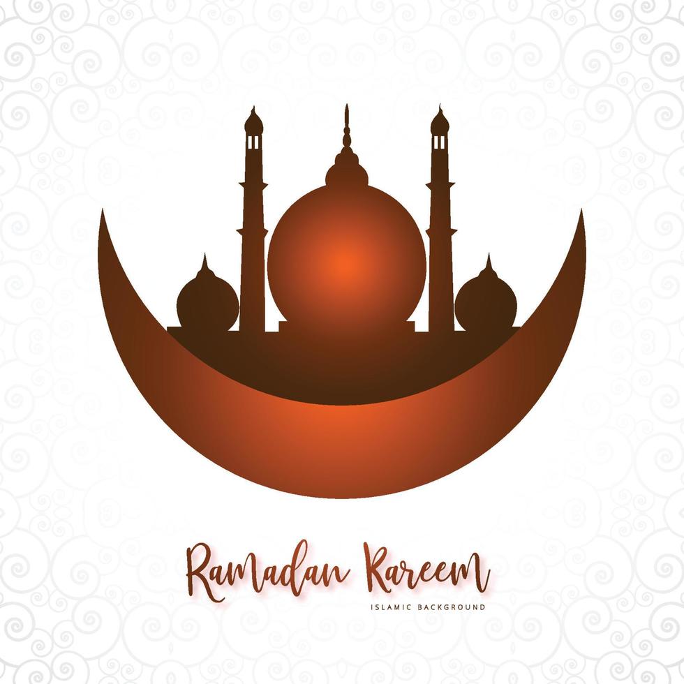 Ramadan kareem islamic moon and mosque greeting card background vector