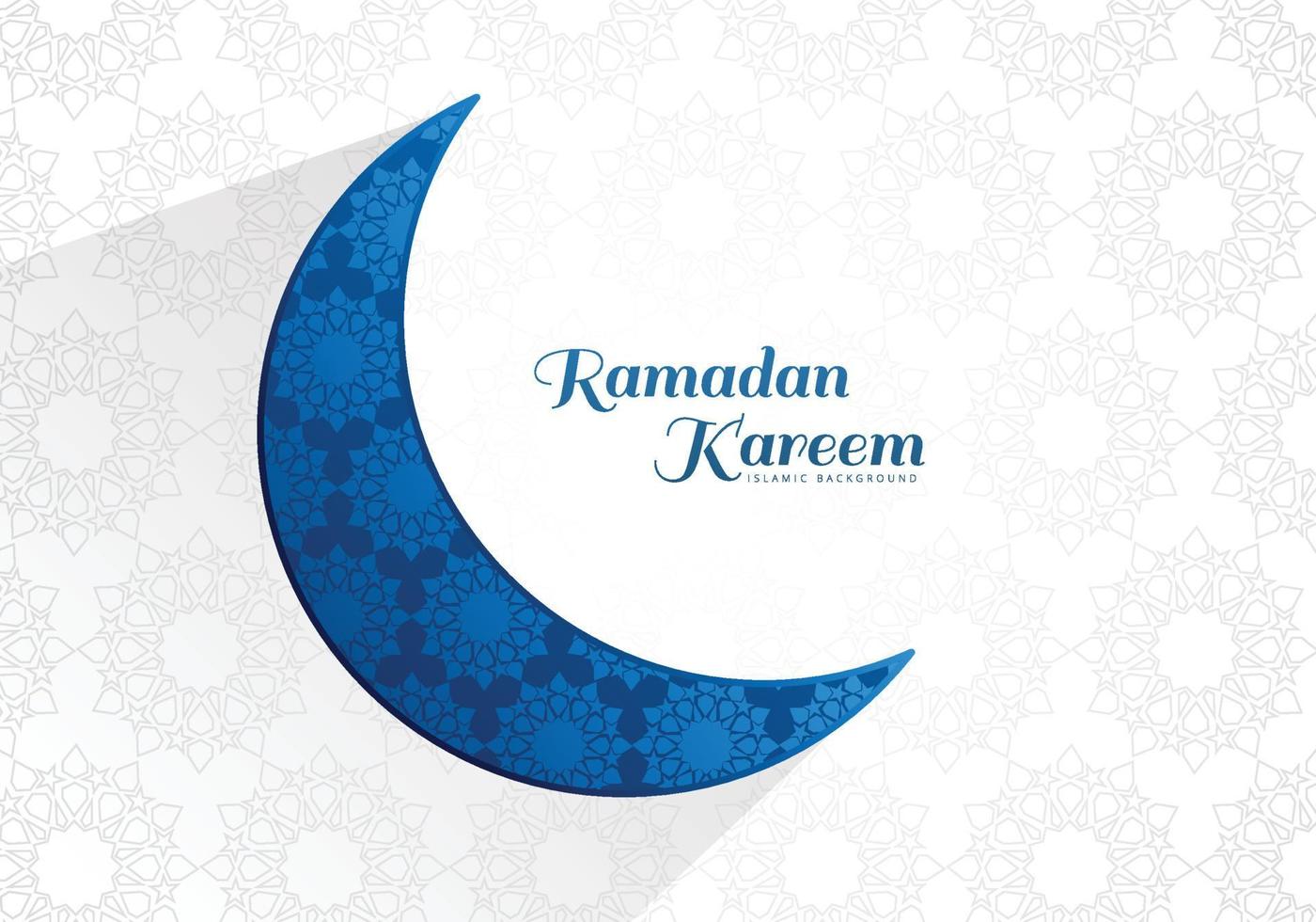 Ramadan kareem islamic moon and mosque greeting card background vector
