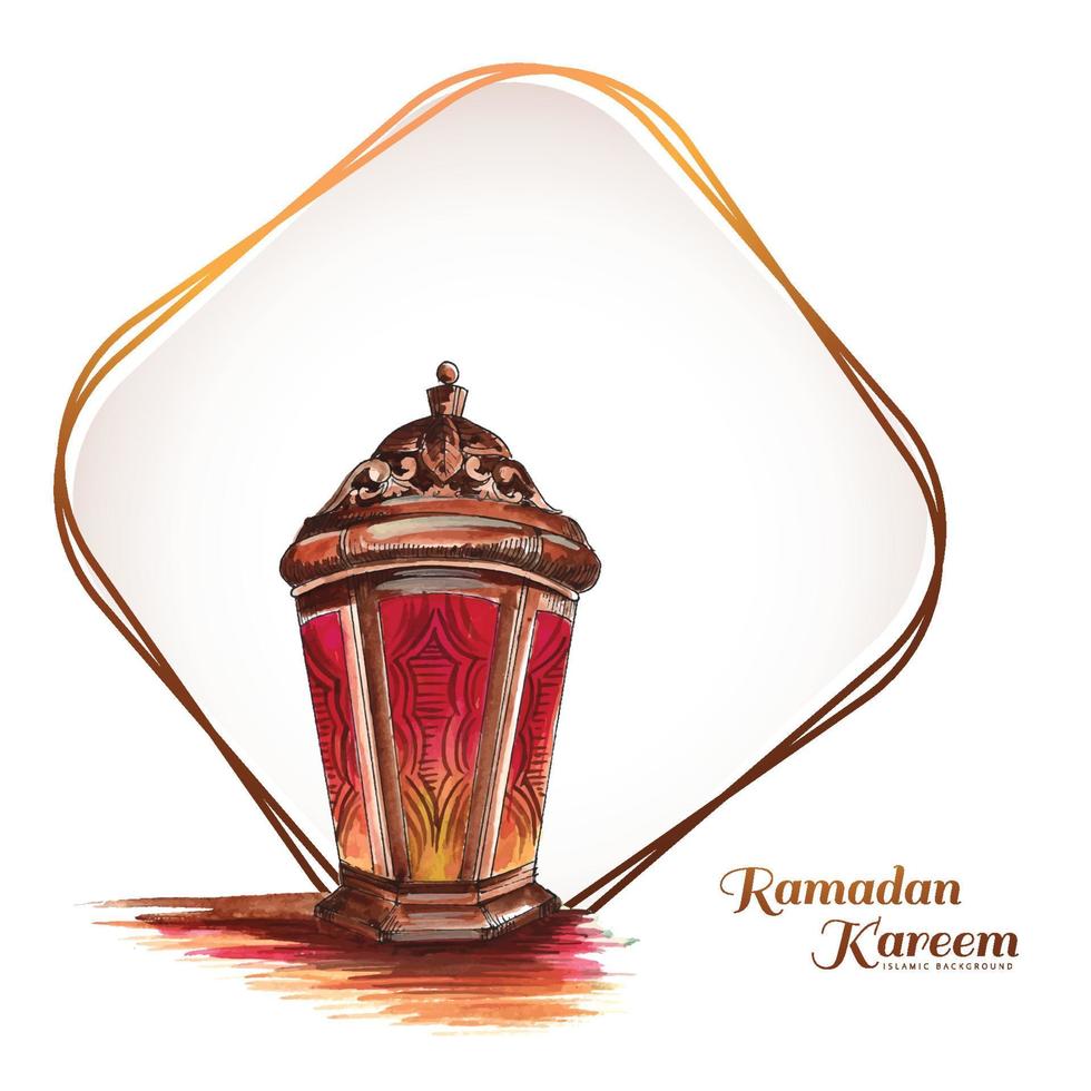 Hand draw arabic lamps ramadan kareem greeting card background vector