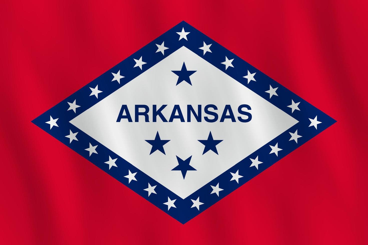 Arkansas US state flag with waving effect, official proportion. vector