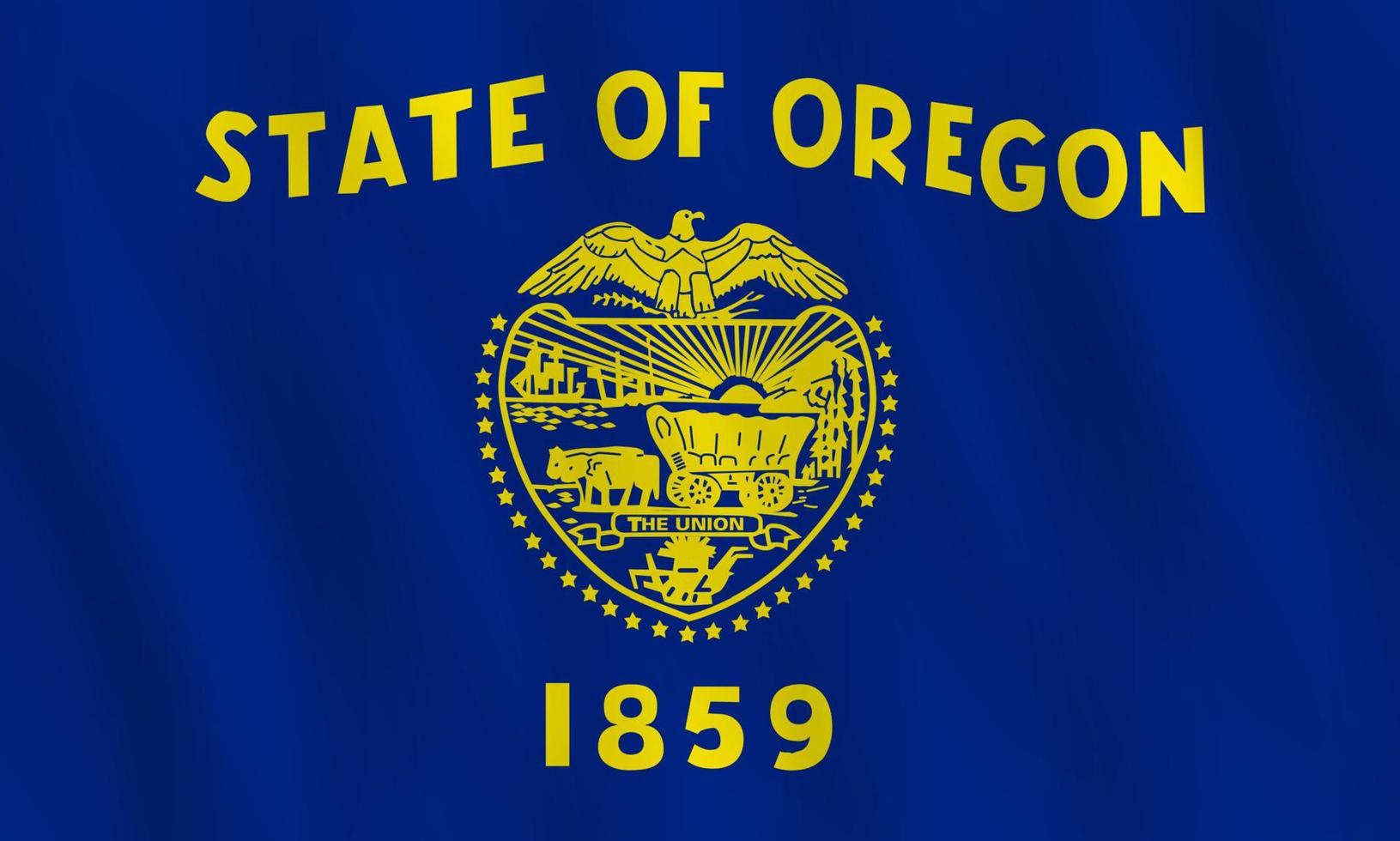 Oregon US state flag with waving effect, official proportion. vector