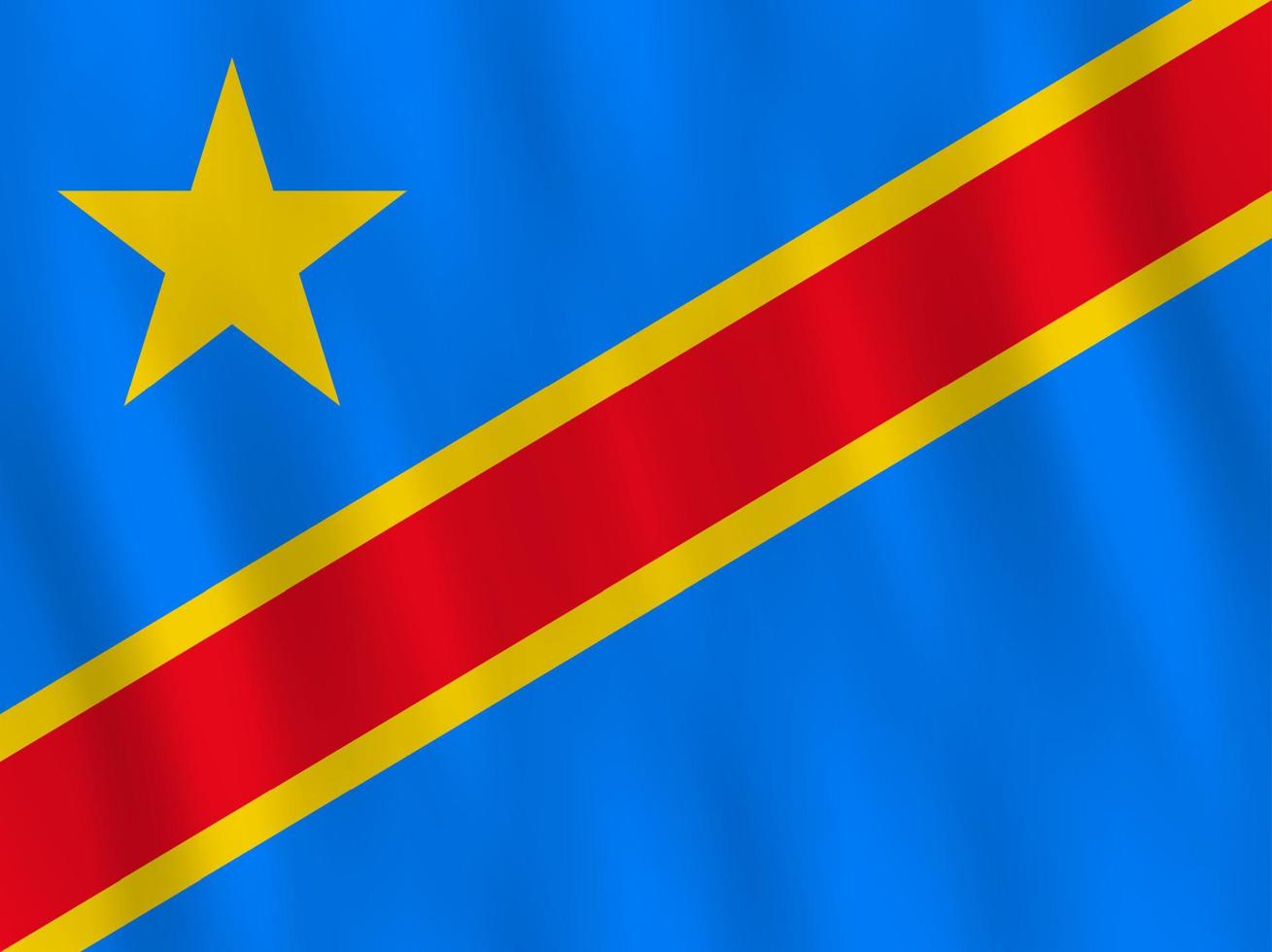 bandera dr congo con efecto ondeante, proporción oficial. vector