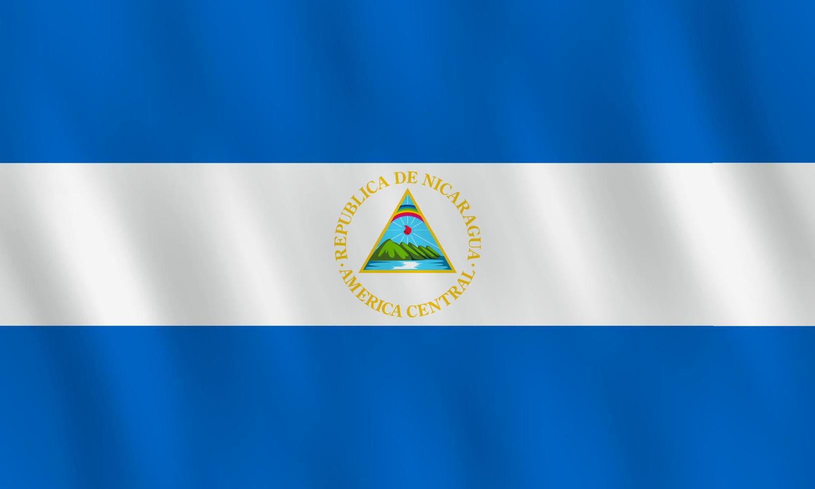 bandera de nicaragua con efecto ondeante, proporción oficial. vector