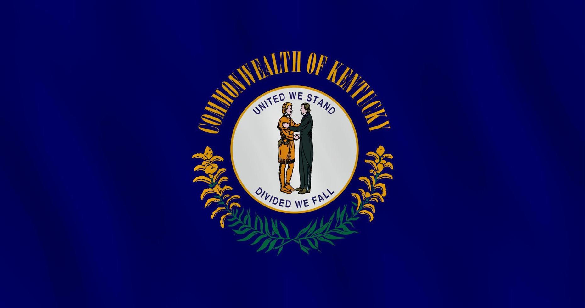 Kentucky US state flag with waving effect, official proportion. vector