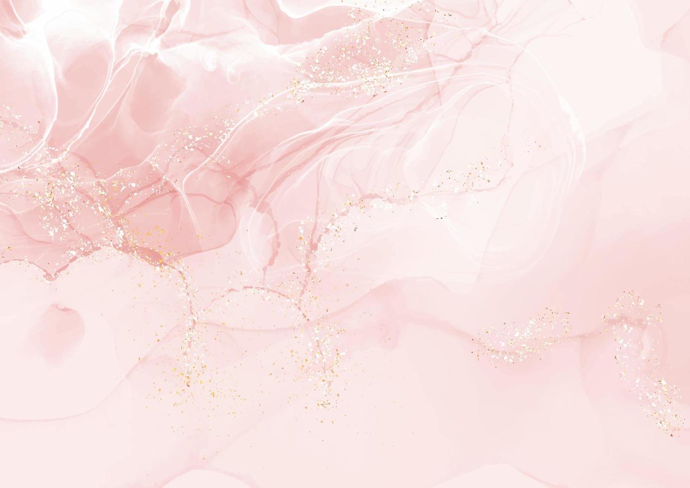 Pastel pink elegant alcohol ink design with gold glitter vector