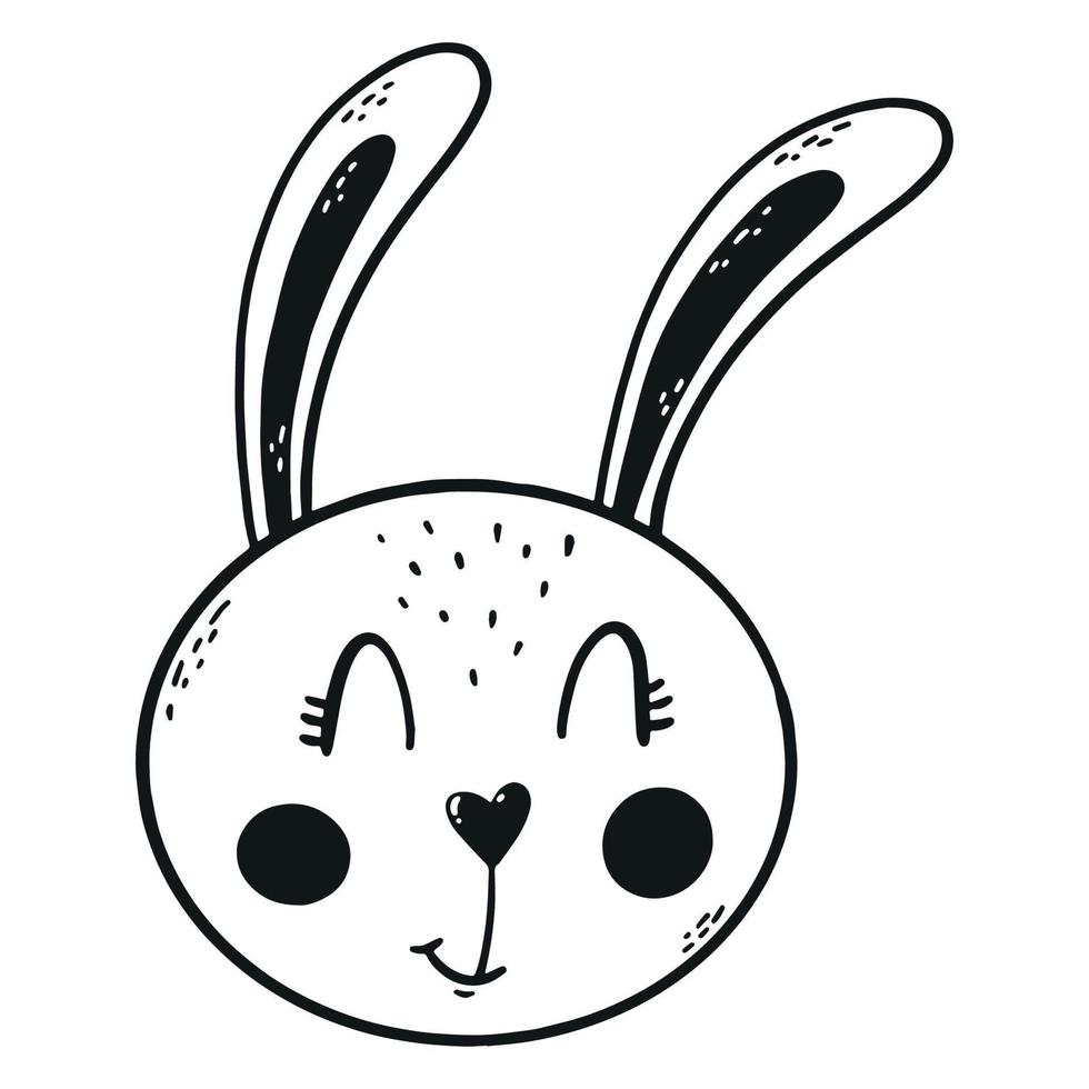 cute hand drawn monochrome rabbit for nursery room decor, prints, stickers, sublimation, posters, cards, apparel, etc. EPS 10 vector