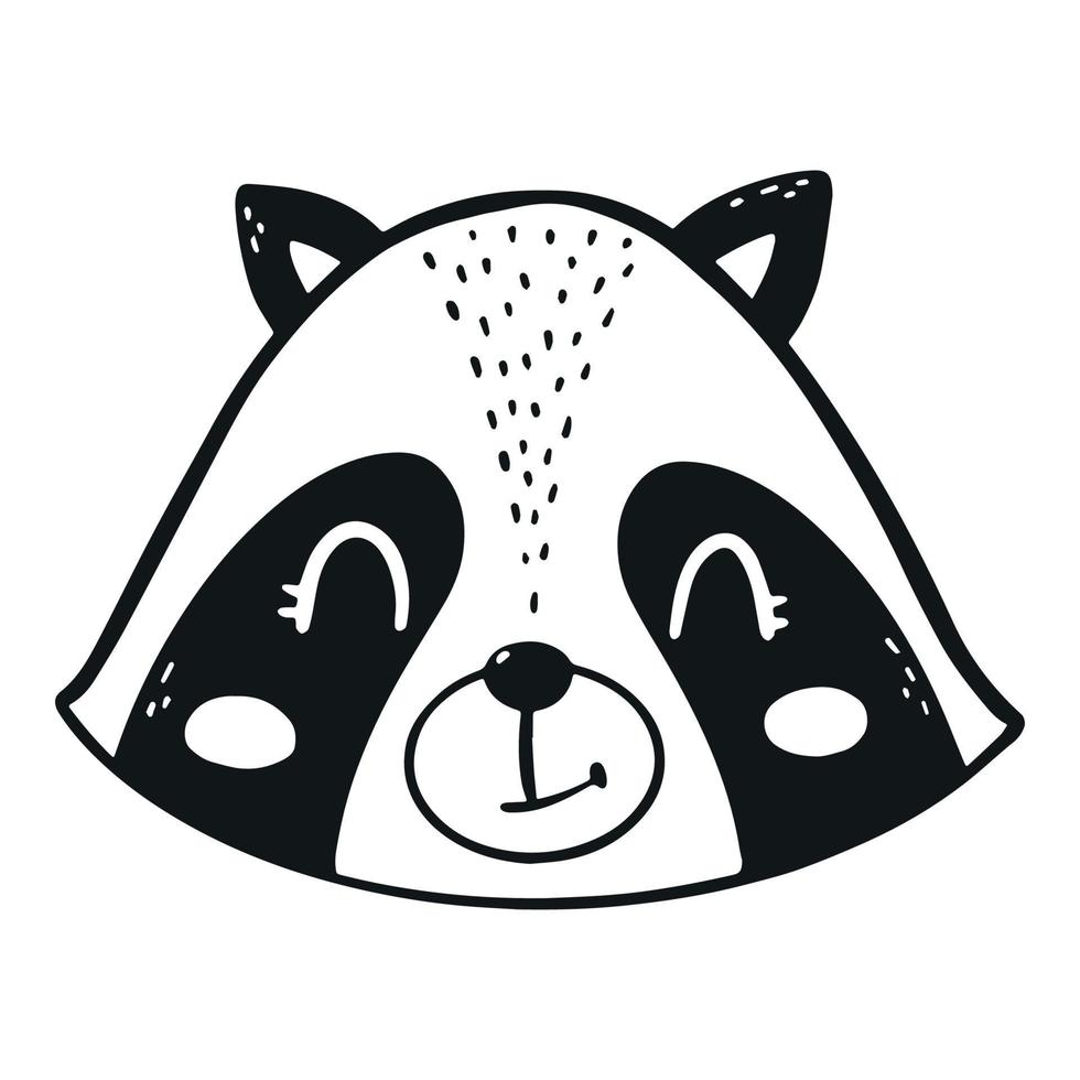 cute hand drawn raccoon head for nursery posters, prints, kids apparel decor, sublimation, greeting cards, stickers, scrapbooking, etc. EPS 10 vector