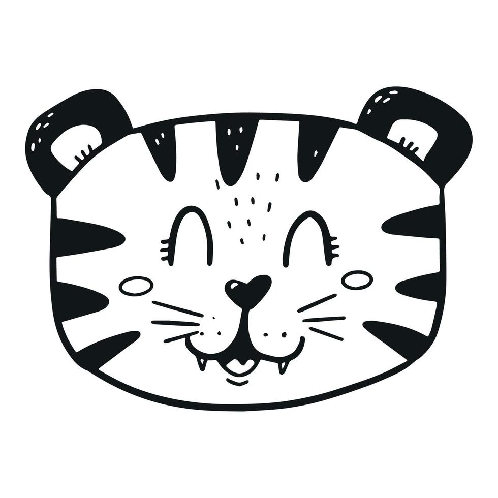 lindo tigre bebé dibujado a mano para carteles de guardería, impresiones de ropa para niños, sublimación, pegatinas, letreros, etiquetas, tarjetas, etc. eps 10 vector