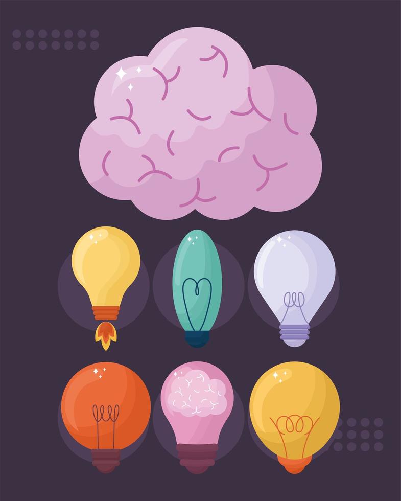 seven creative ideas icons vector