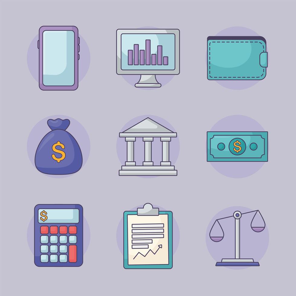 nine financial items vector