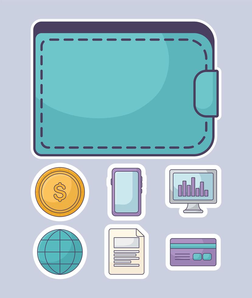 seven financial items vector