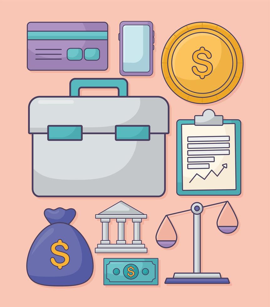 nine financial icons vector