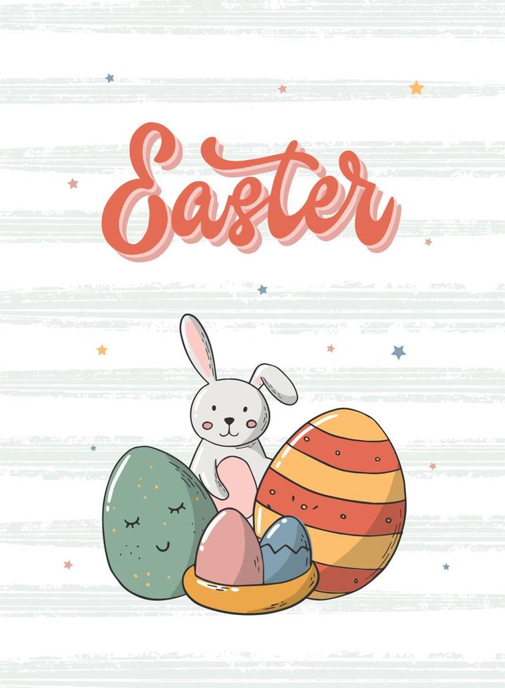 Easter greeting card, poster, print, banner, invitation design. EPS 10 vector