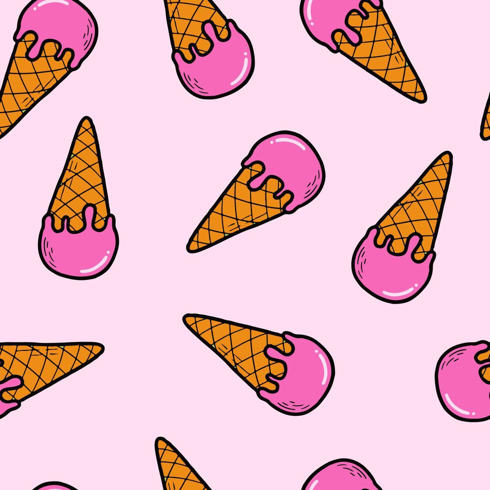 cute seamless pattern with hand drawn ice cream for summer prints, posters, wrapping paper, backgrounds, wallpaper, scrapbooking, textile, kids fashion, stationary, etc. EPS 10 vector