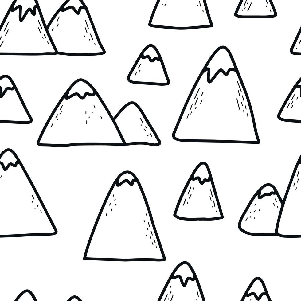 scandinavian seamless pattern with hand drawn mountains on white background. Good for nursery prints, wallpaper, scrapbooking, textile, wrapping paper, etc. EPS 10 vector