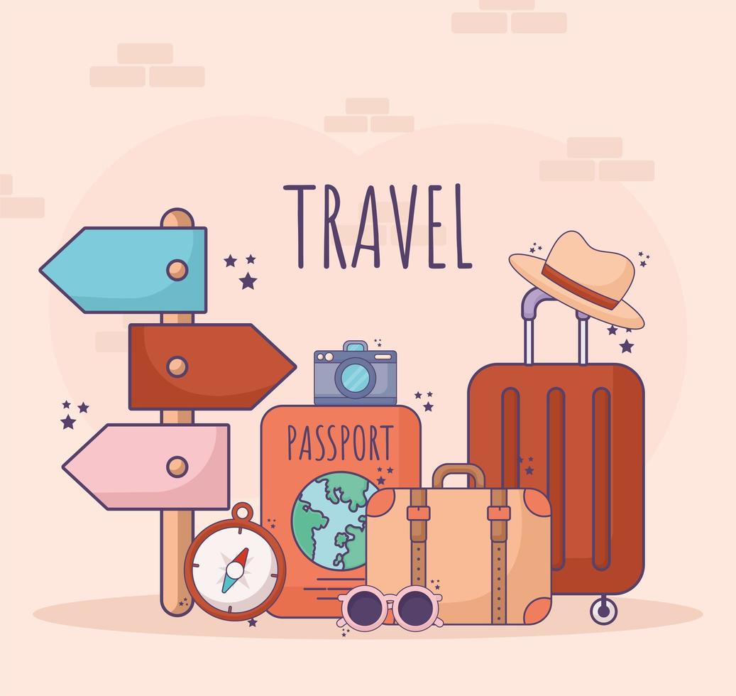 travel items card vector