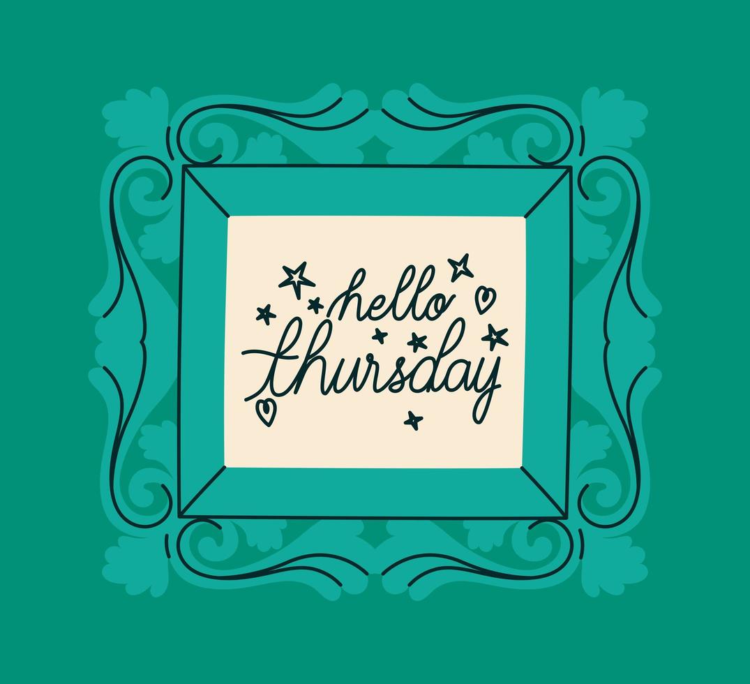 frame of hello thursday vector