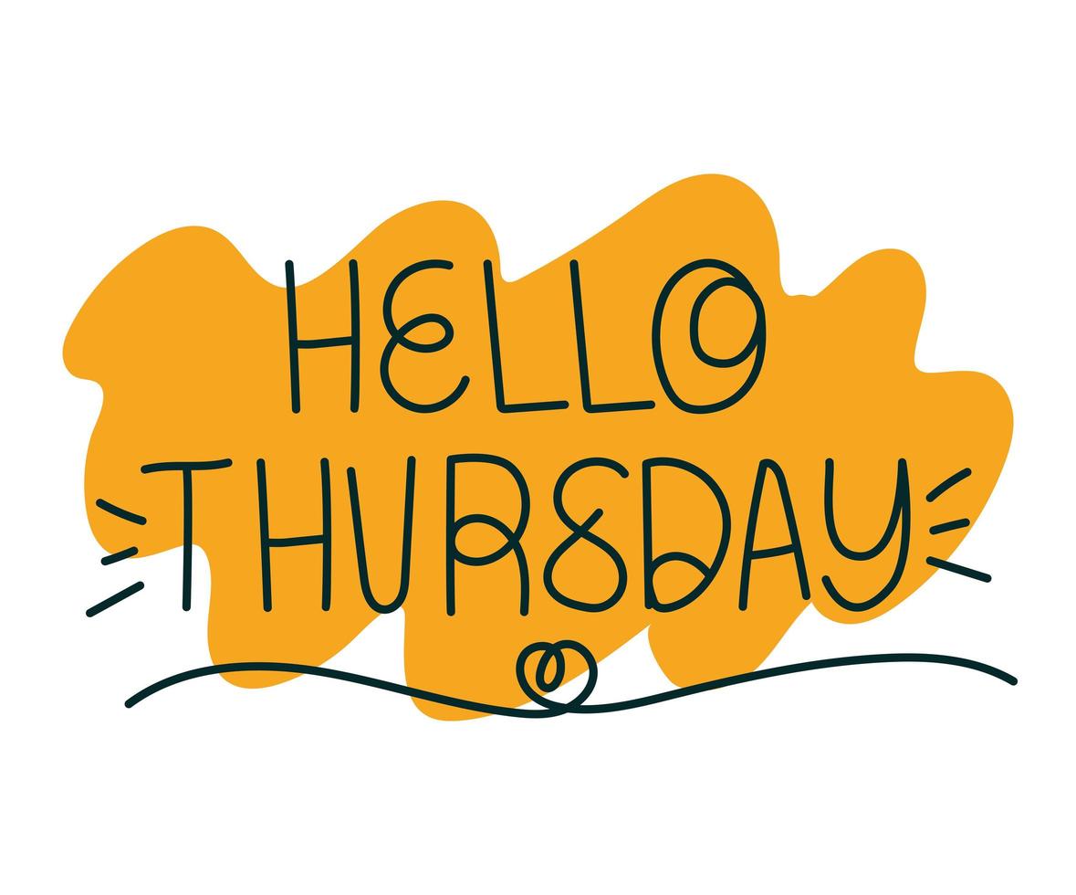 lettering of hello thursday vector