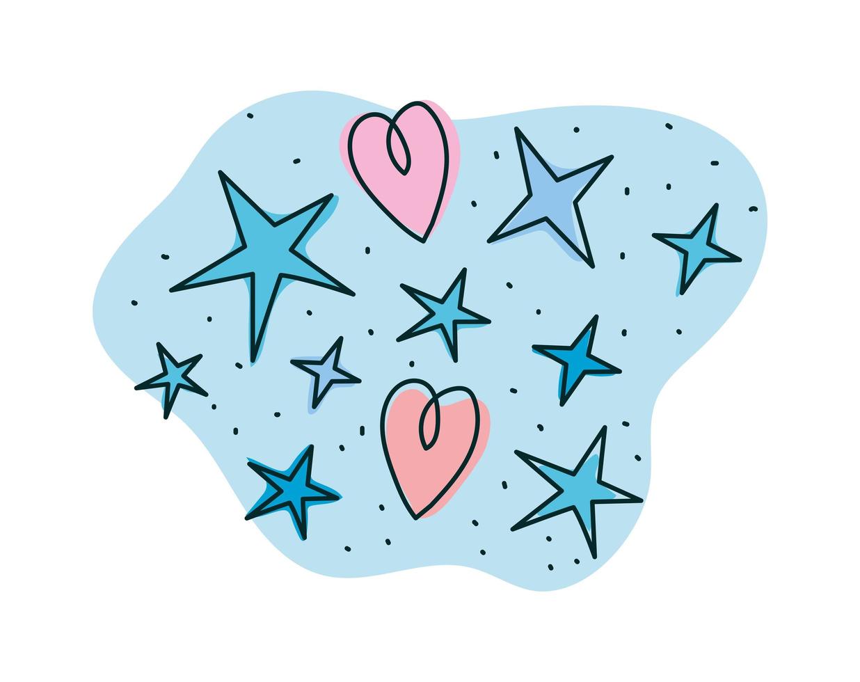 estrellas y corazones vector