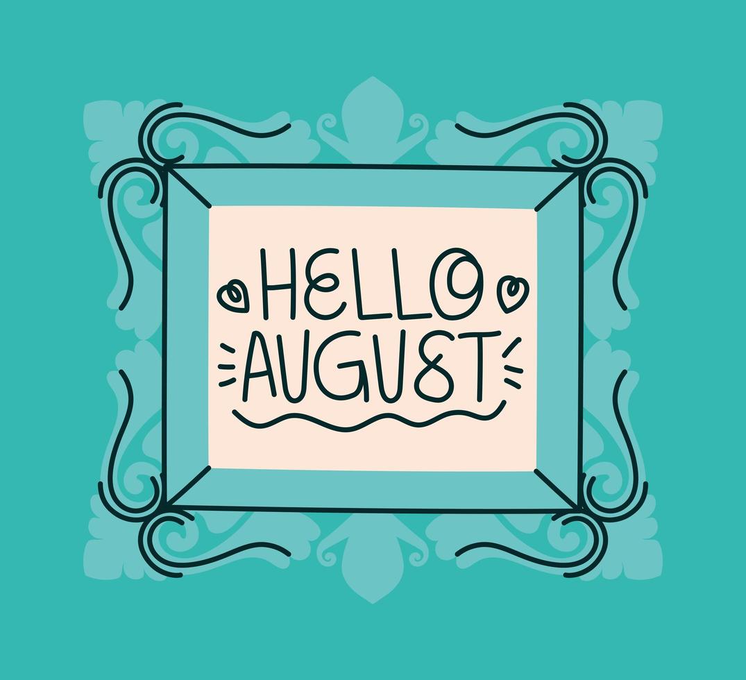 framed of hello august vector