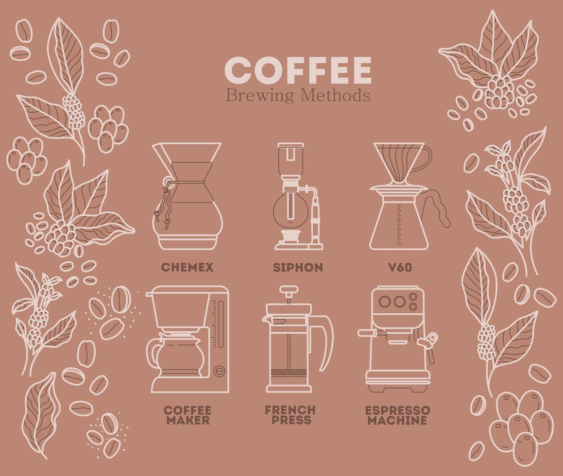 coffee brewing methods vector