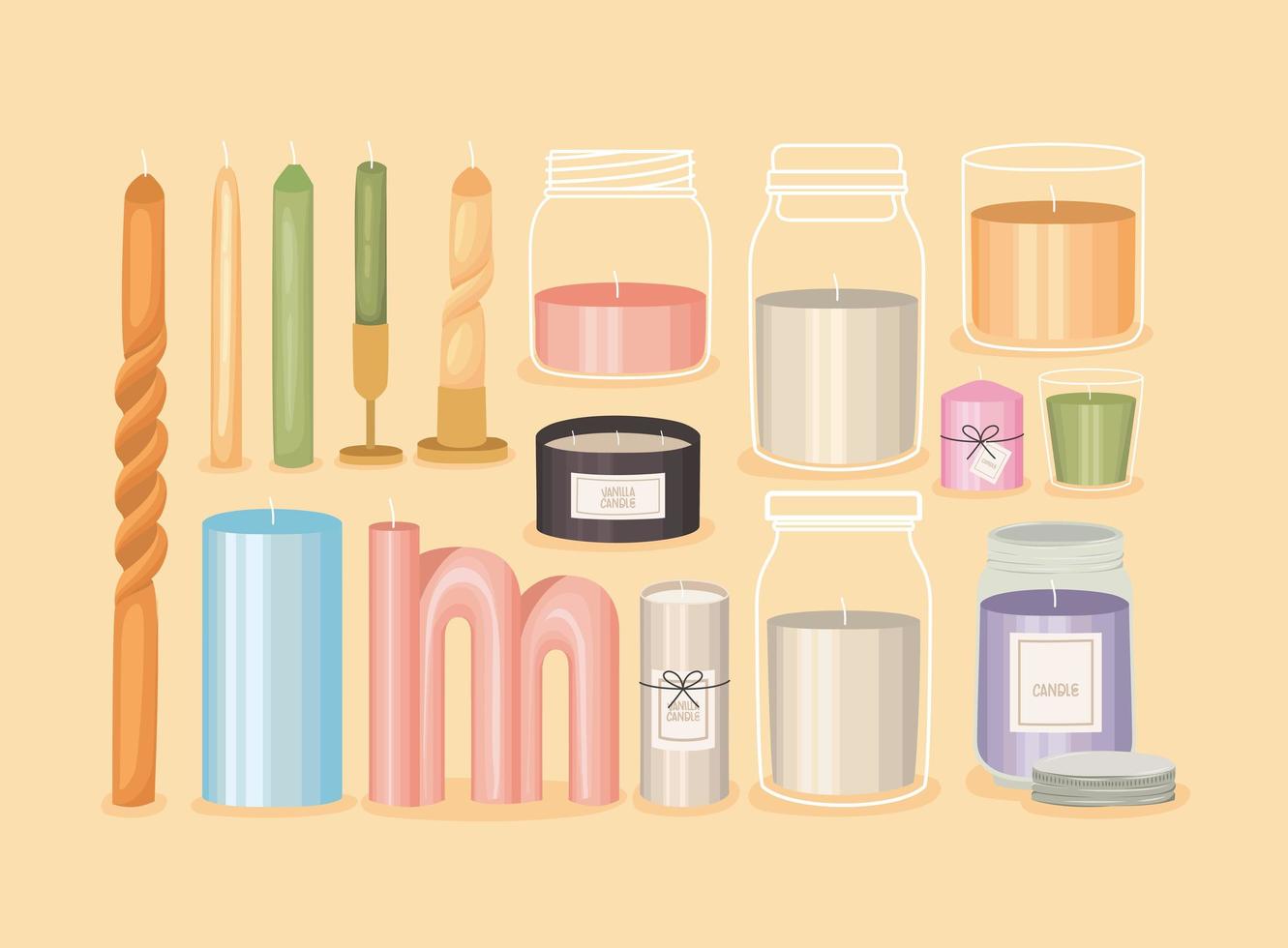 candle items set vector