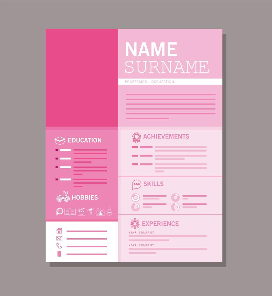 pink curriculum vitae vector