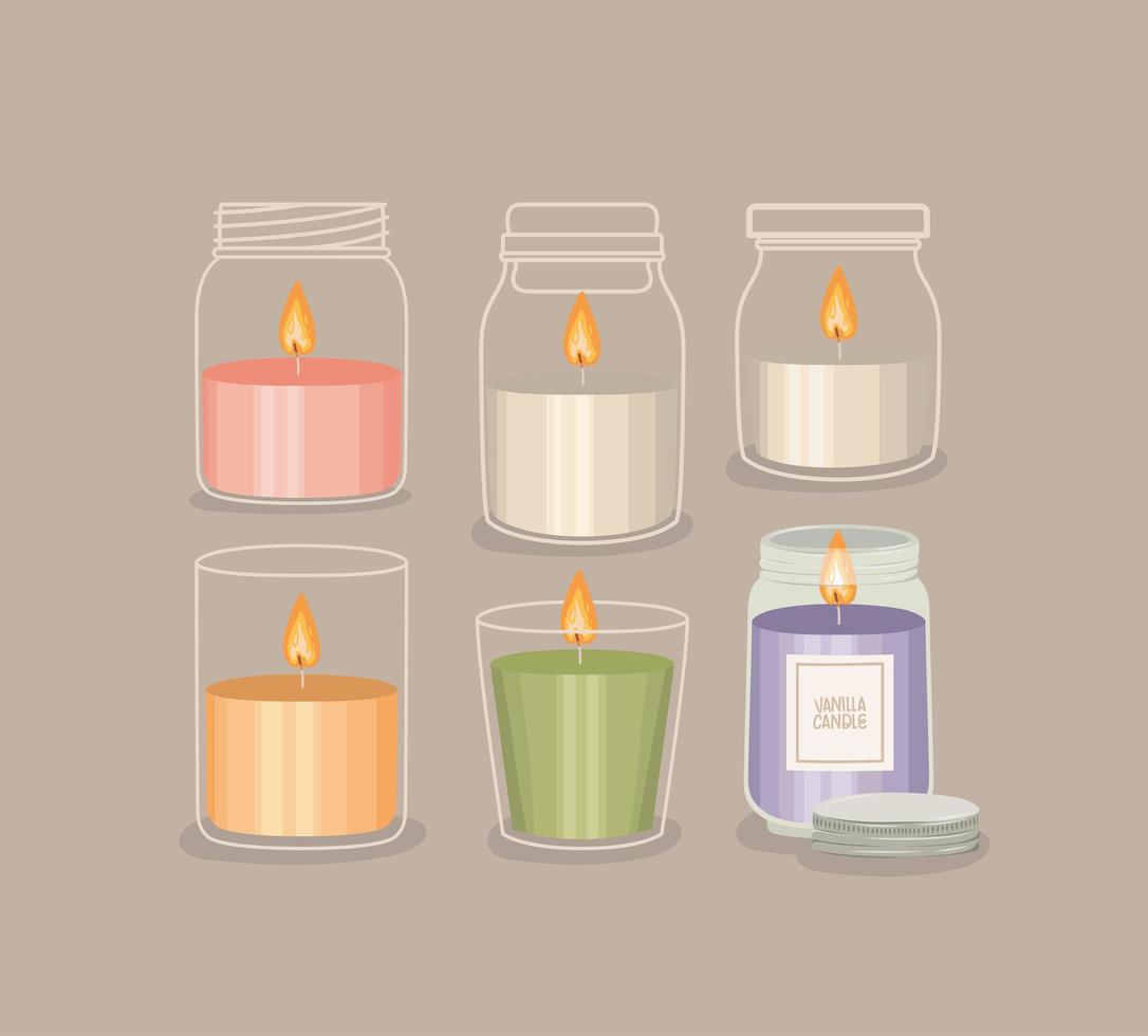 six candles set vector