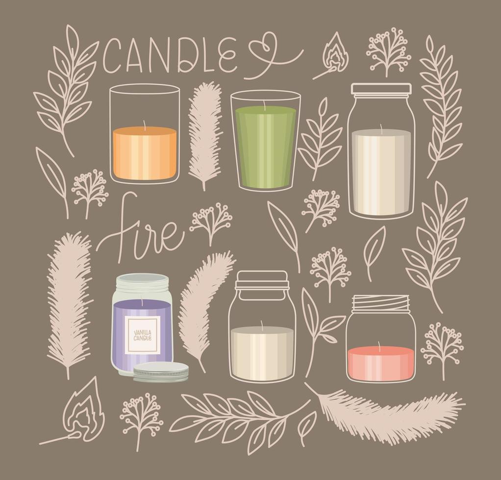 candle icons bundle vector