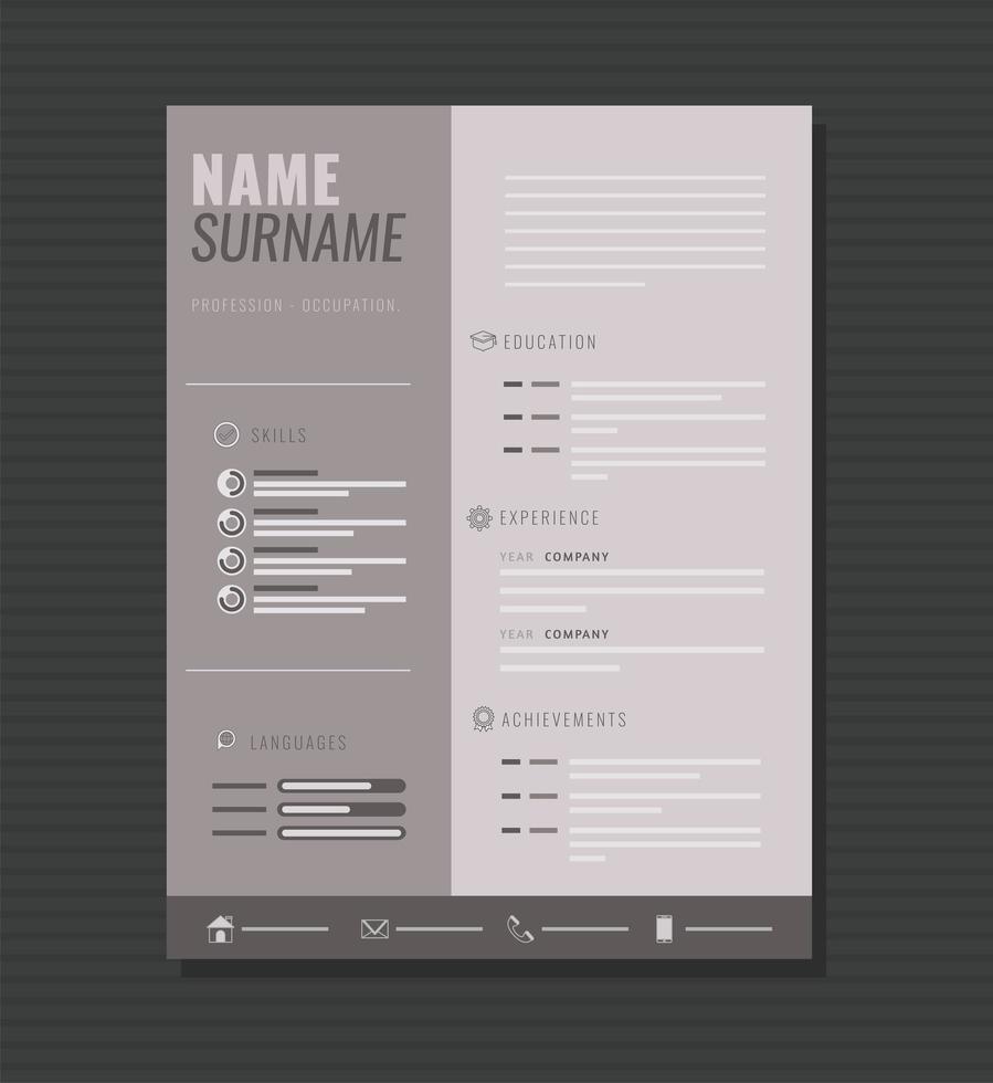 gray curriculum vitae vector