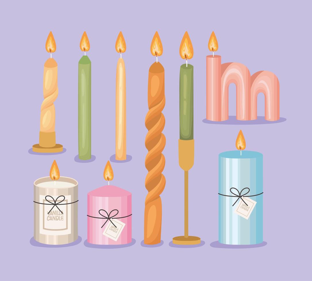 candle icons set vector