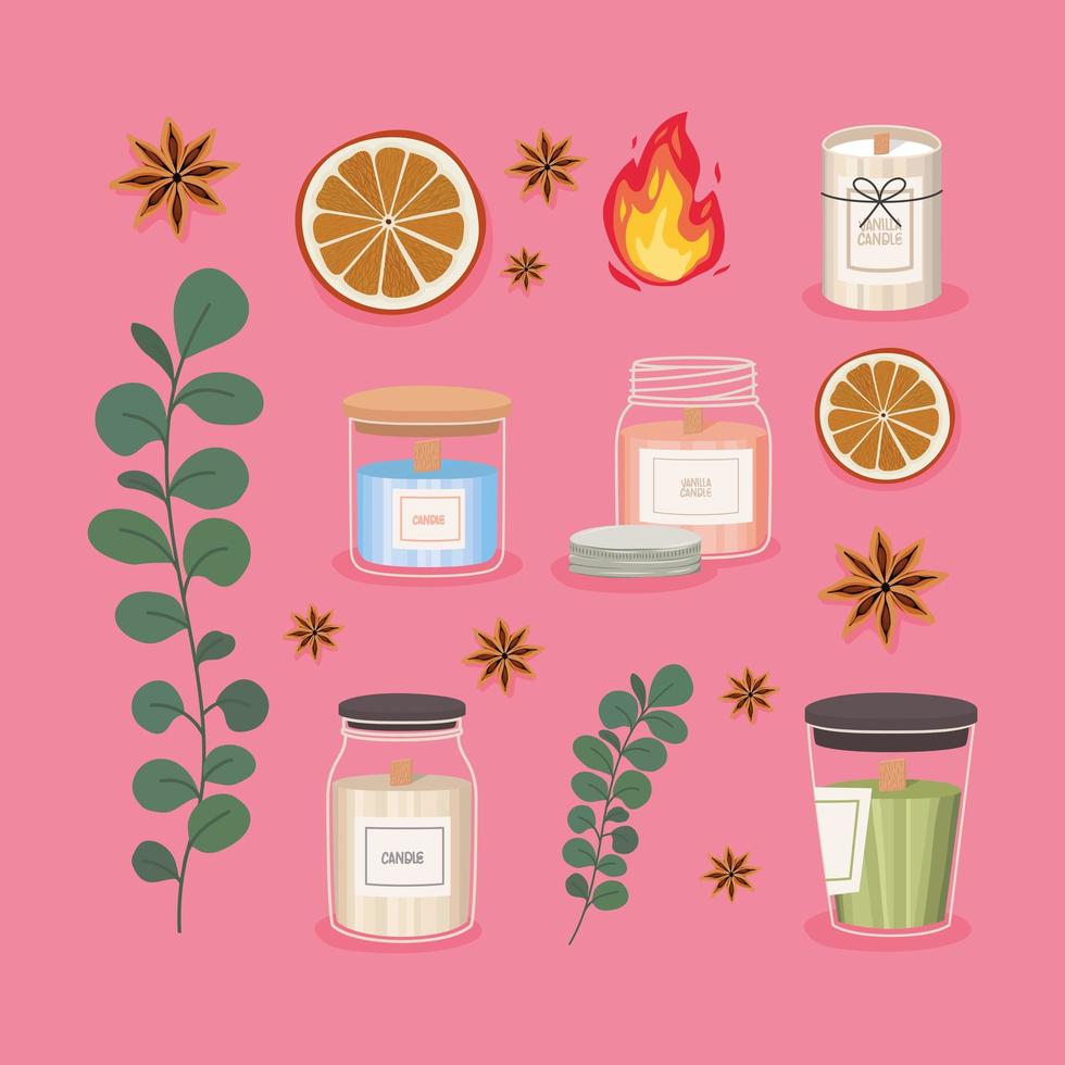 nine candle items vector