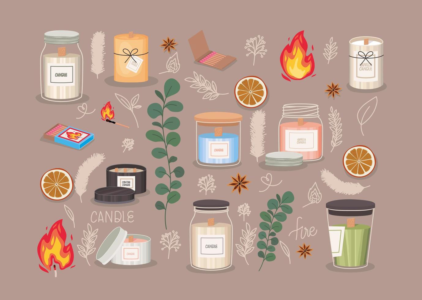 cute candle items vector