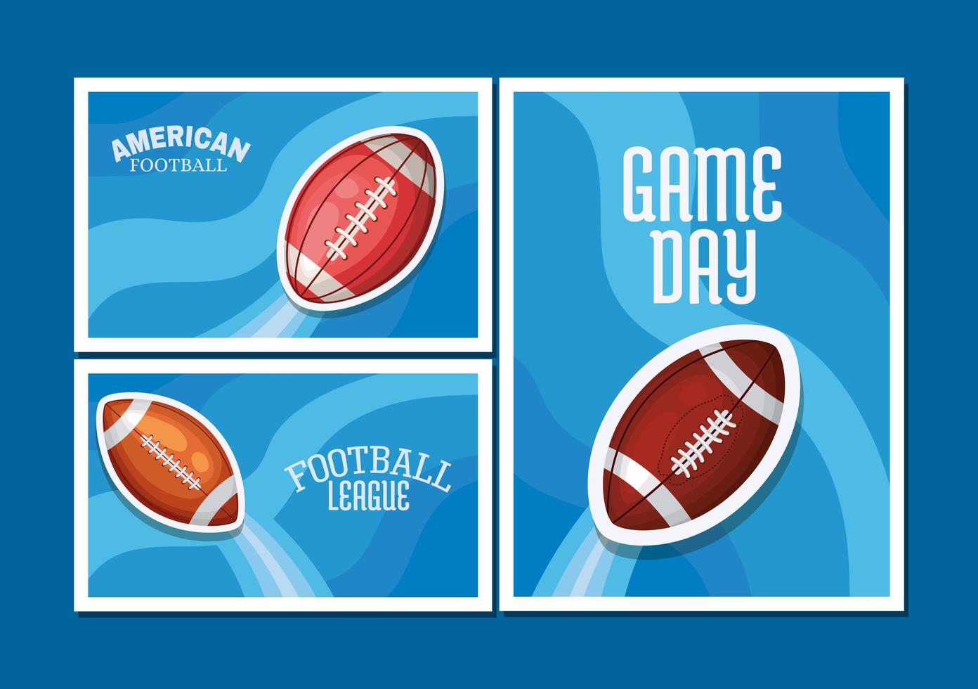 three american football cards vector