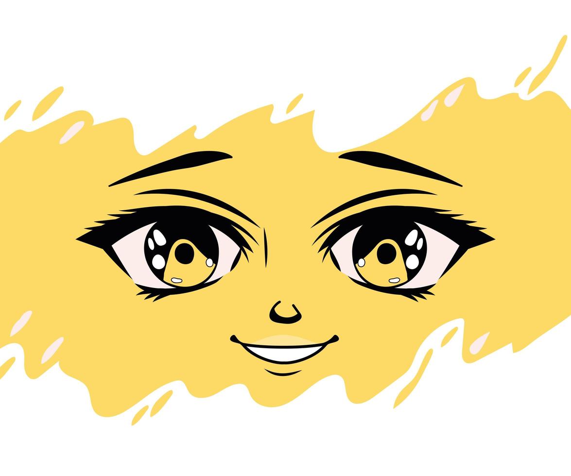 relieved anime face vector