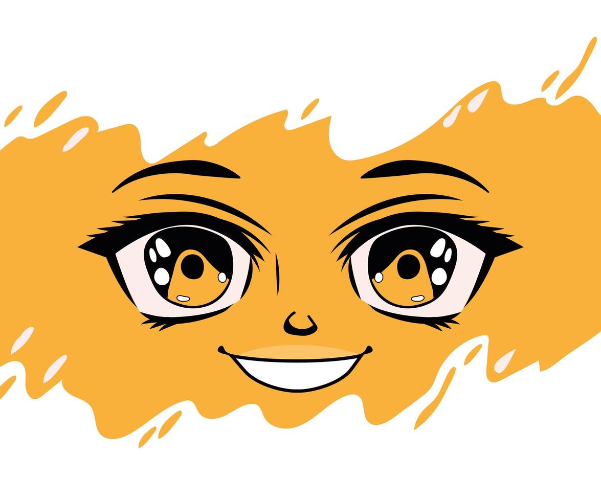 smiling anime face vector