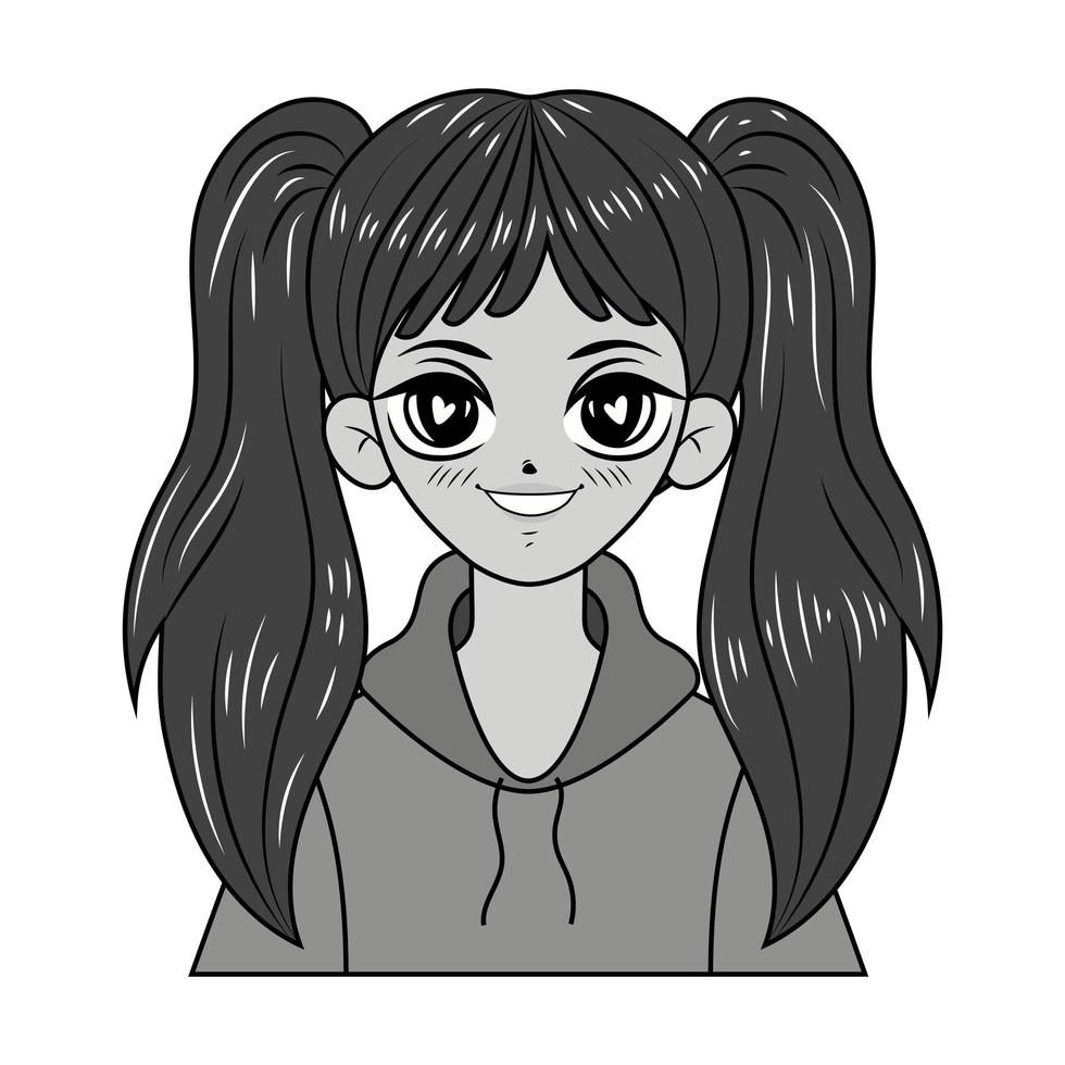 bonita manga adolescente sonriendo vector