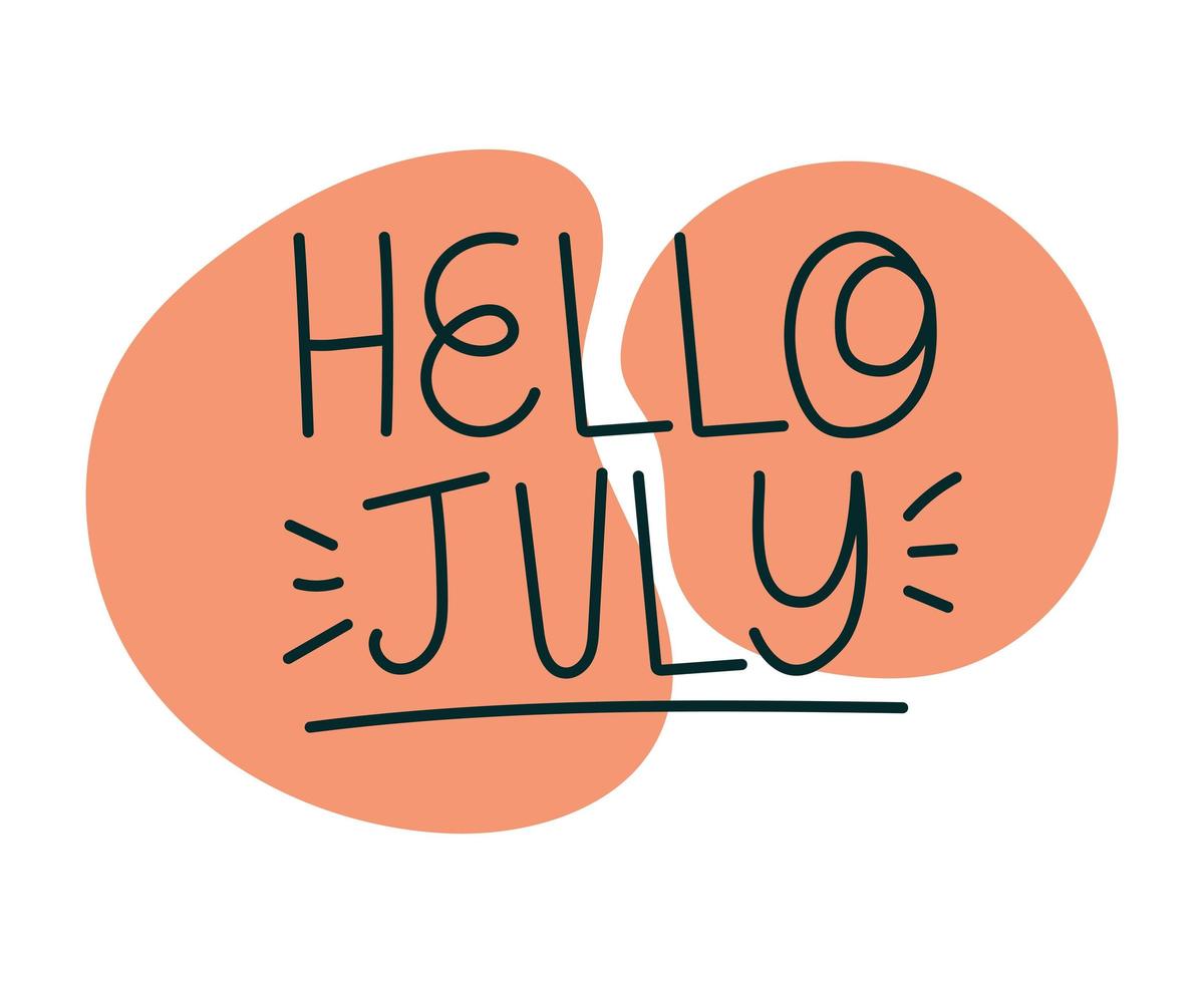 lettering of hello july vector