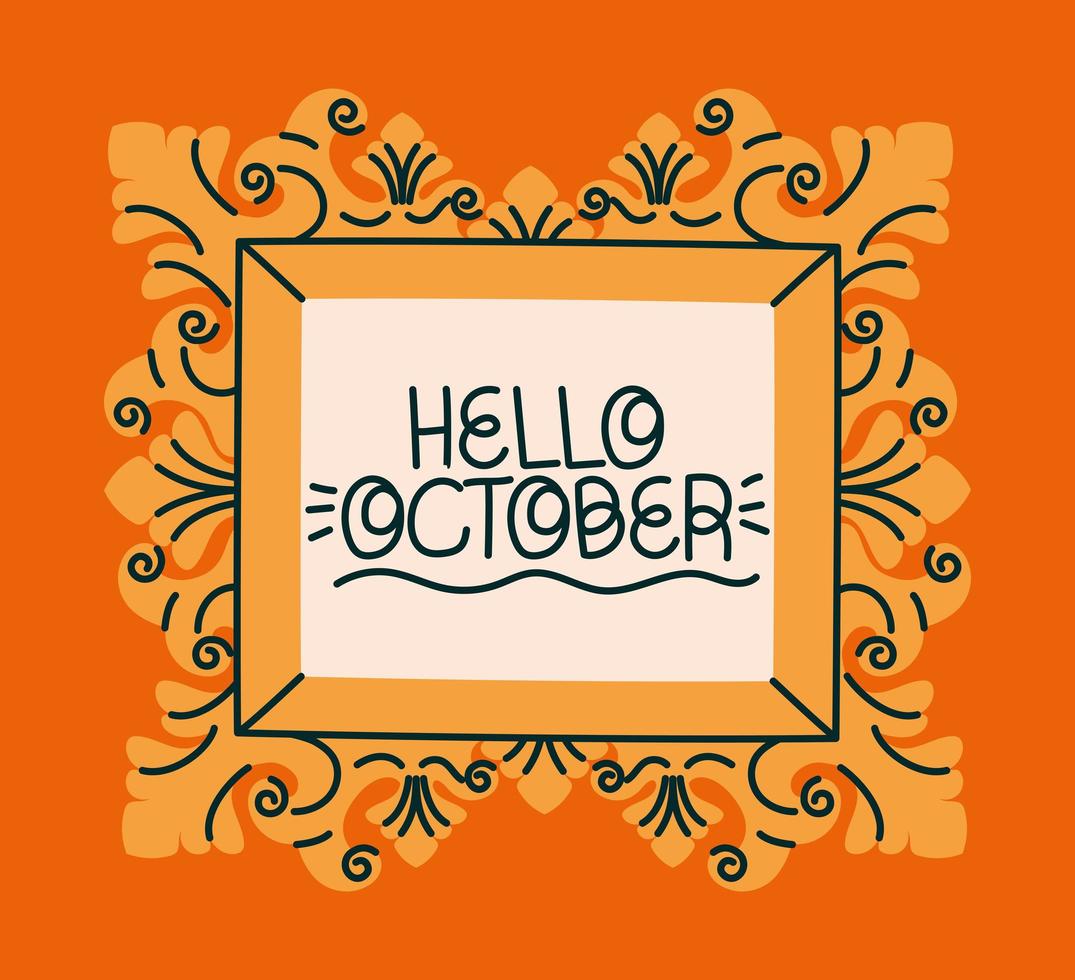 framed of hello october vector