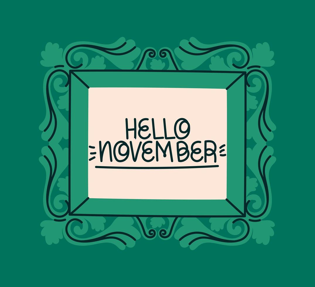 framed of hello november vector
