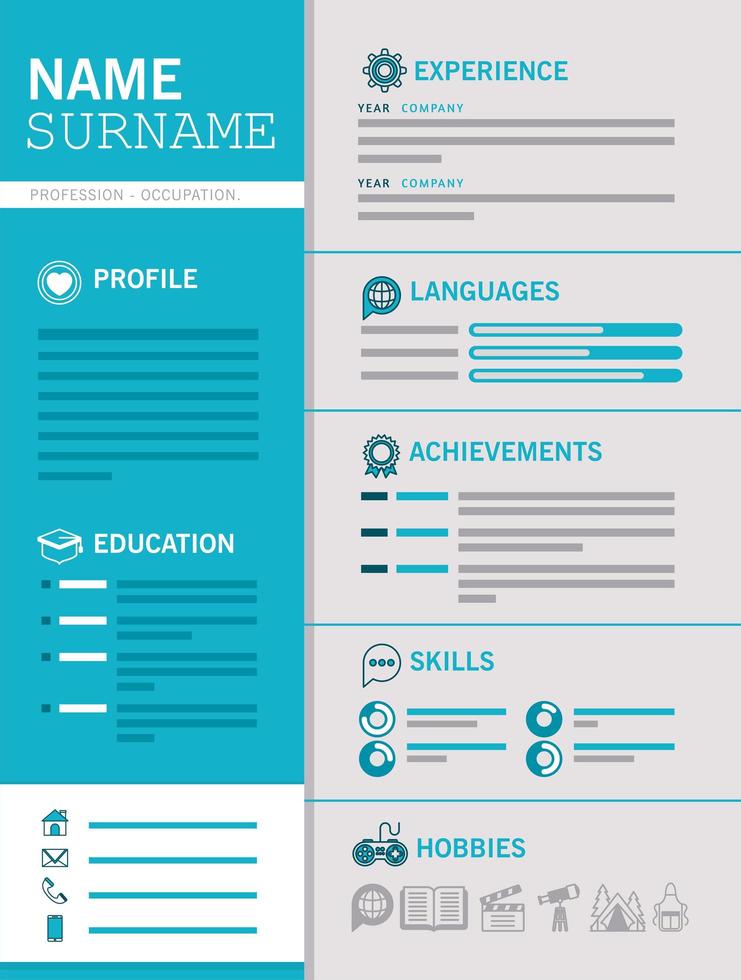 blue professional curriculum vector