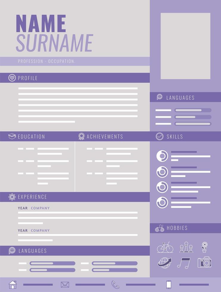 purple professional curriculum vector