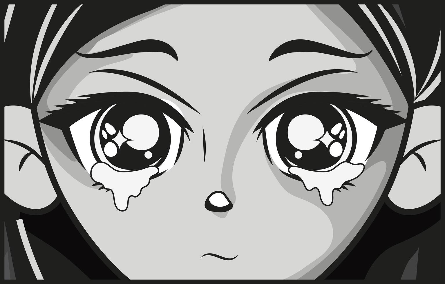 crying anime girl design vector