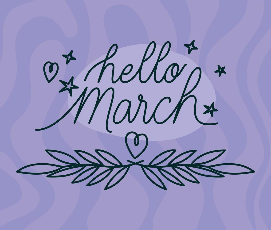 card of hello march vector